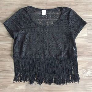 PacSun Kirra Black Fringe Top